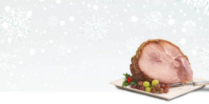 holiday ham on snowflake background