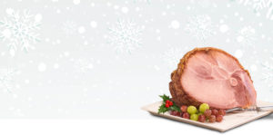 holiday ham on snowflake background